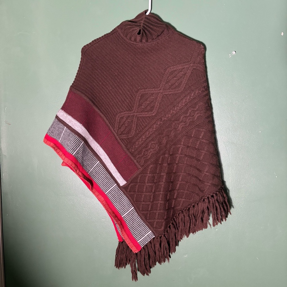 Sleeping On Snow Women’s One Size Brown Multicolor Wool Poncho